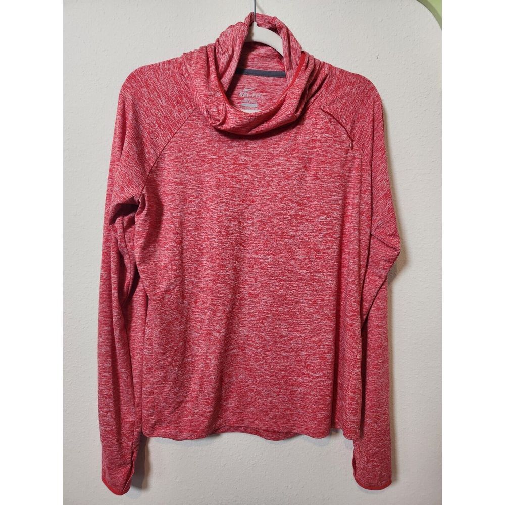 Nike Dri-Fit Women's Running‎ Hoodie Pullover Red Thumb Holes Pocket Large